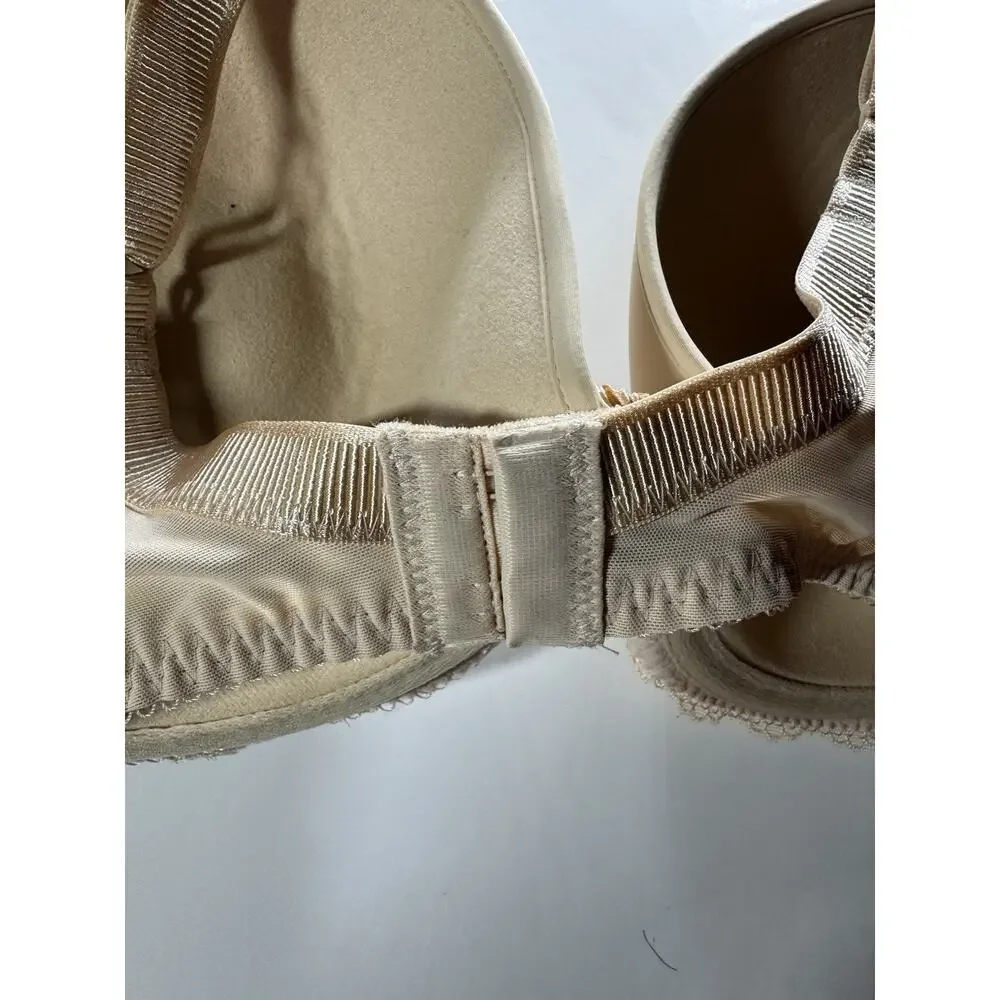 Wacoal Bra 853117 Size 38 DD Beige‎ Full Coverage Underwire Lace Trim Bow 38DDD